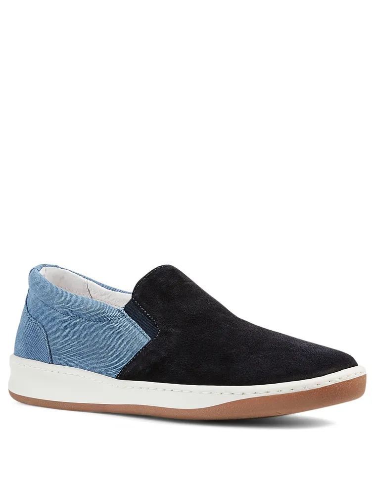 Suede And Canvas Slip-On Sneakers