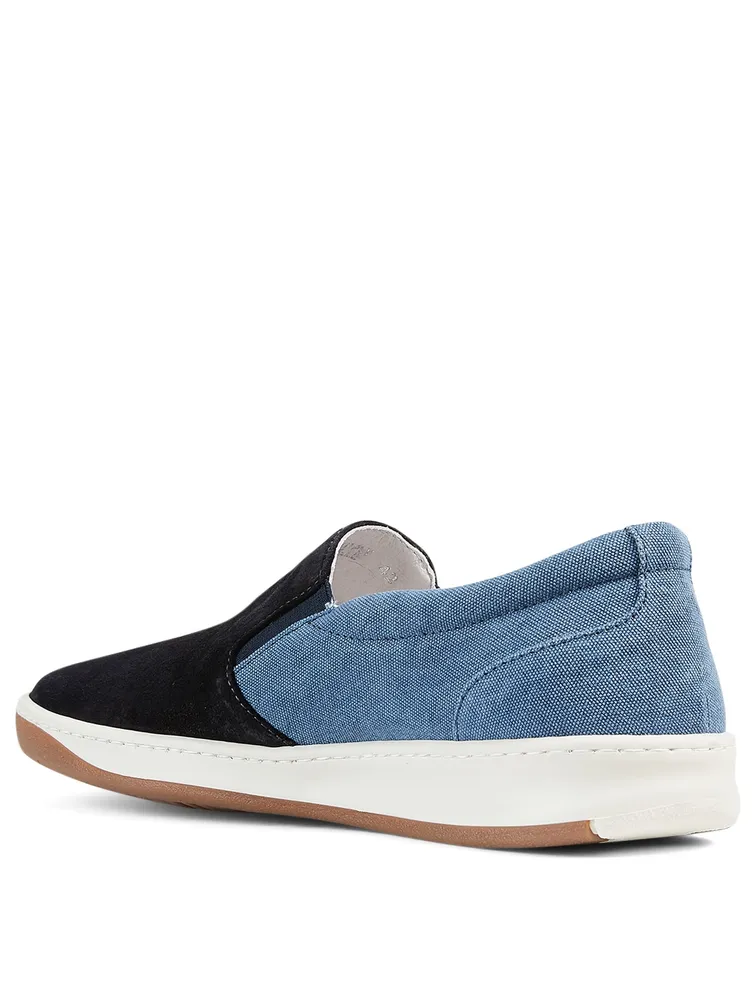 Suede And Canvas Slip-On Sneakers