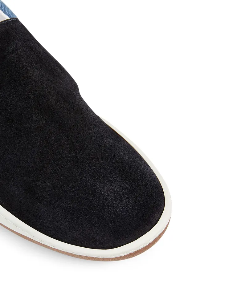 Suede And Canvas Slip-On Sneakers