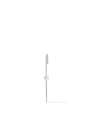 Floating Pearl 18K White Gold Ear Pin With Diamond