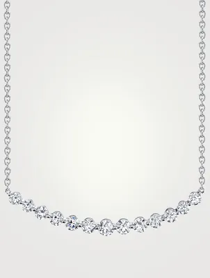 18K White Gold Crescent Necklace With Diamonds