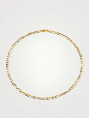 18K Gold Chain Necklace With Round Diamond