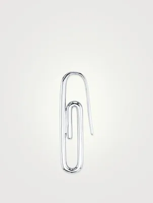 18K White Gold Paper Clip Earring