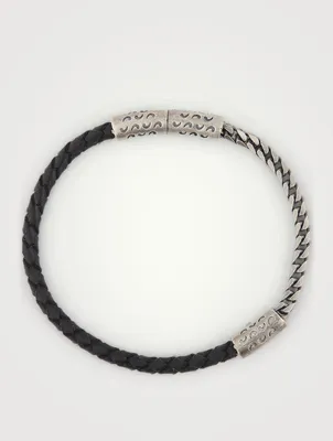 Lash Mixed Chain And Braided Leather Bracelet