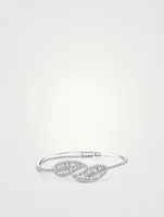 Classic 18K White Gold Leaf Bracelet With Diamonds