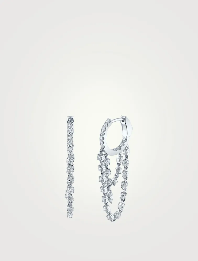 Sophia 18K White Gold Huggie Hoop Earrings With Diamonds