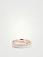 White Edition Quatre White And Rose Gold Wedding Band With White Ceramic And Diamonds