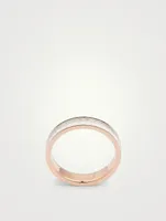 White Edition Quatre White And Rose Gold Wedding Band With White Ceramic And Diamonds
