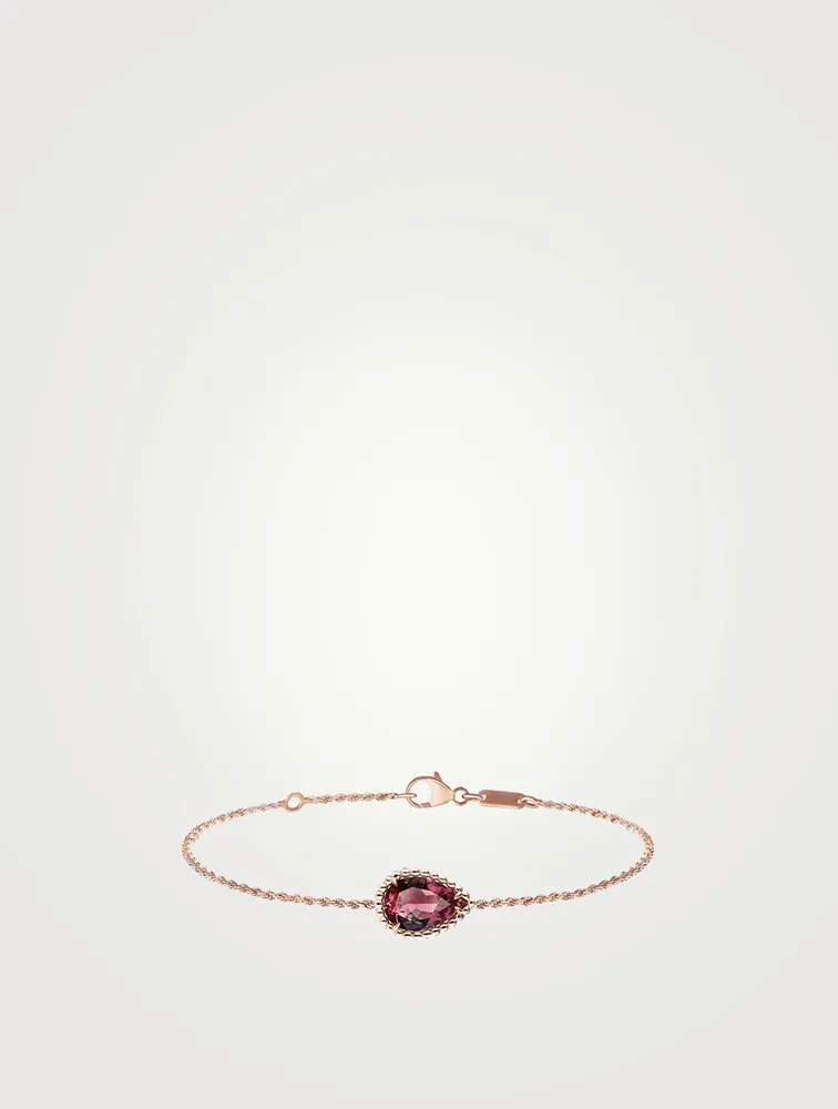 Serpent Bohème S Motif Rose Gold Chain Bracelet With Rhodolite Garnet