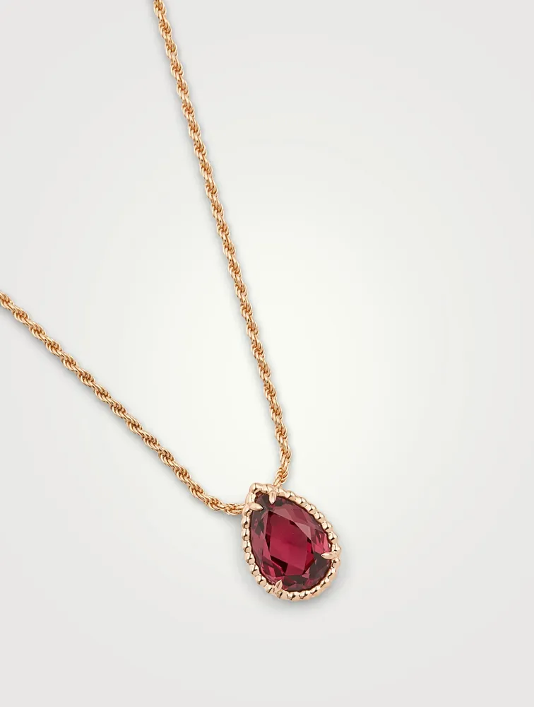 Serpent Bohème Rose Gold Pendant Necklace With Rhodolite Garnet