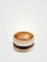 Large Quatre Classique Gold Ring With Brown PVD