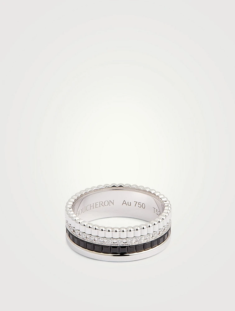 Small Black Edition Quatre White Gold Ring With PVD And Diamonds