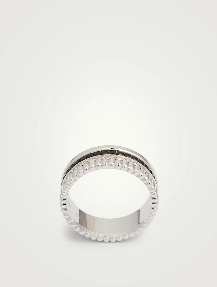 Small Black Edition Quatre White Gold Ring With PVD And Diamonds