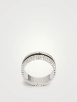 Small Black Edition Quatre White Gold Ring With PVD And Diamonds