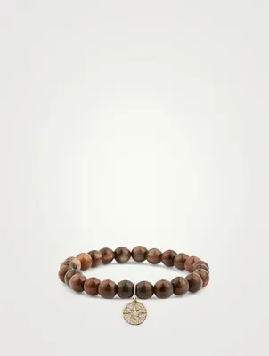 Beaded Bracelet With 14K Gold Diamond Starburst Charm