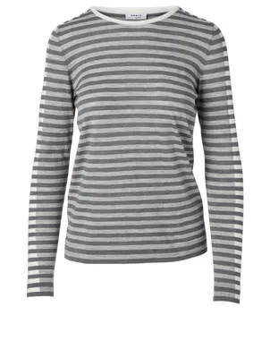 Wool Long-Sleeve Top Striped Print