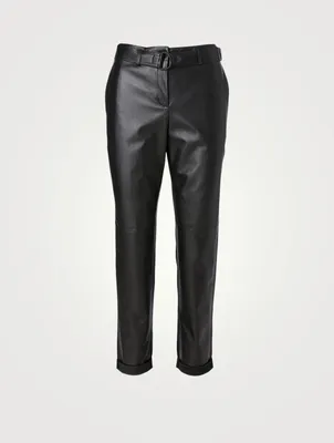 Leather And Wool Pants With Belt
