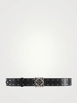 Anagram Studded Leather Belt