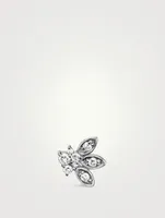 14K White Gold Marquis Petals Stud Earring With Diamonds