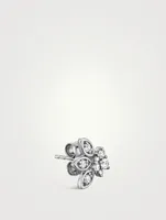 14K White Gold Marquis Petals Stud Earring With Diamonds