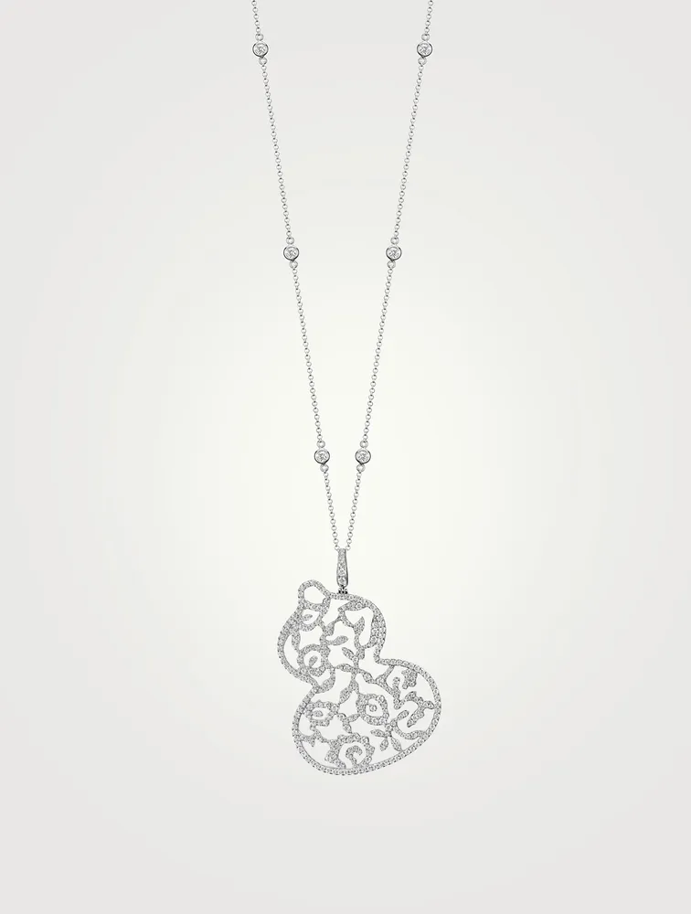 Wulu 18K White Gold Lace Necklace With Diamonds