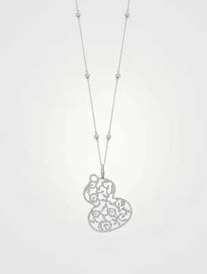 Wulu 18K White Gold Lace Necklace With Diamonds