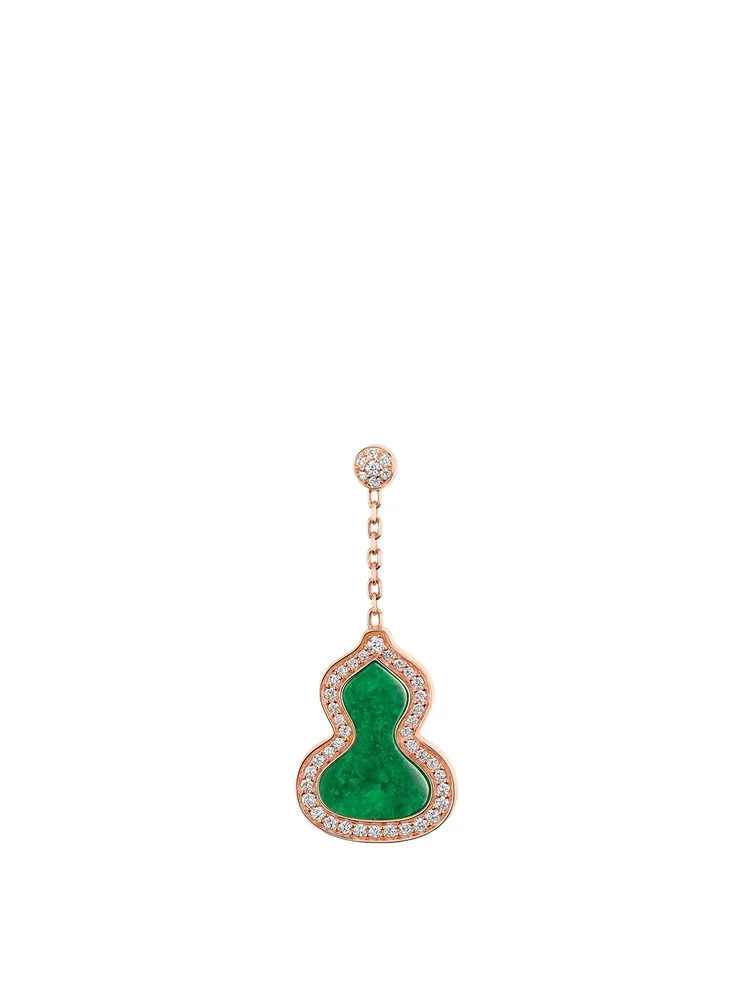 Small Wulu 18K Rose Gold Earring With Diamonds And Jade