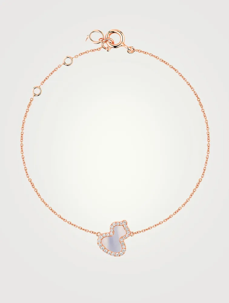 Petite Wulu 18K Rose Gold Bracelet With Diamonds And Mother-Of-Pearl