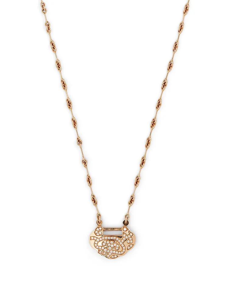 Small Yu Yi 18K Rose Gold Flower Necklace With Diamonds