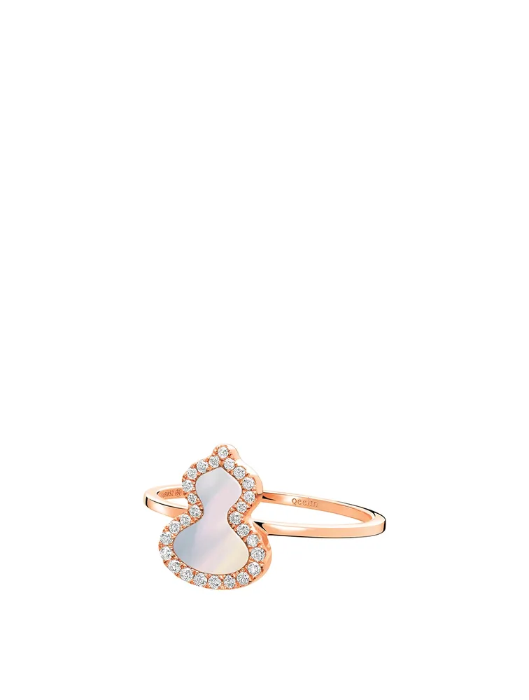 Petite Wulu 18K Rose Gold Ring With Diamonds And Mother Of Pearl
