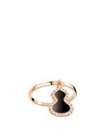 Petite Wulu 18K Rose Gold Ring With Diamonds And Onyx