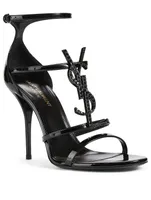 Cassandra Patent Leather Heeled Sandals With YSL Logo