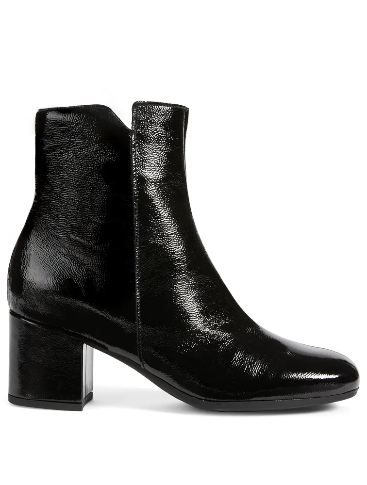 Juni Patent Crinkle Leather Heeled Ankle Boots