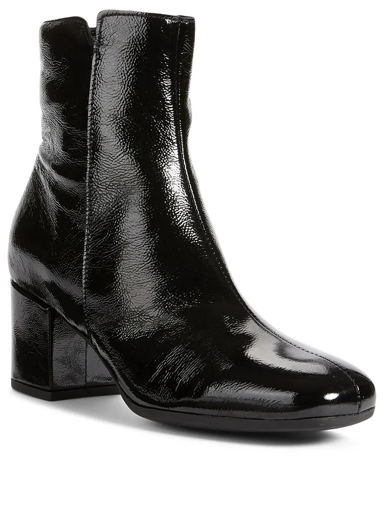 Juni Patent Crinkle Leather Heeled Ankle Boots