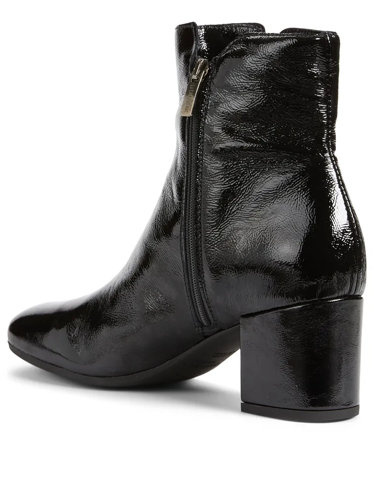 Juni Patent Crinkle Leather Heeled Ankle Boots