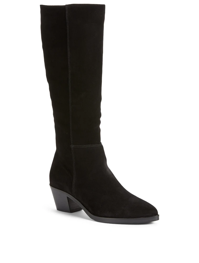 Peppermint Suede Heeled Knee-High Boots