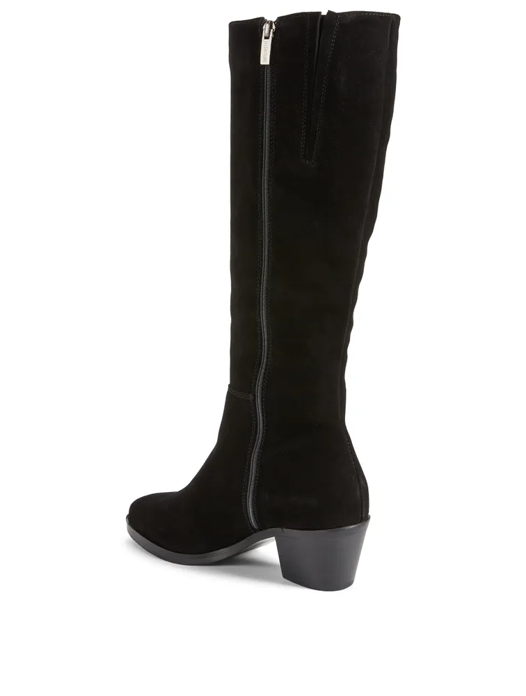 Peppermint Suede Heeled Knee-High Boots