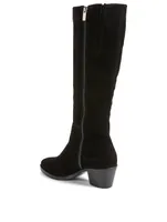 Peppermint Suede Heeled Knee-High Boots