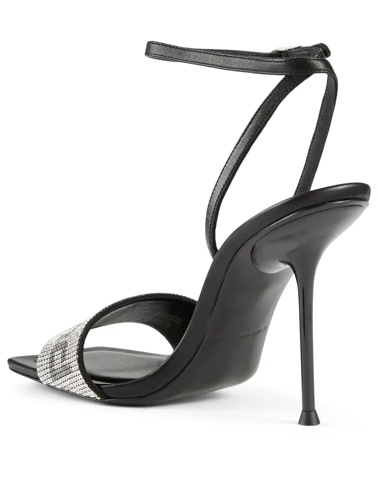 Julie Leather Crystal Logo Heeled Sandals