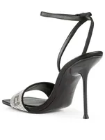 Julie Leather Crystal Logo Heeled Sandals