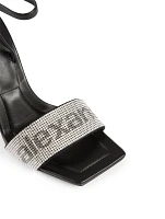 Julie Leather Crystal Logo Heeled Sandals