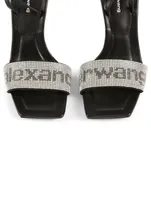 Julie Leather Crystal Logo Heeled Sandals