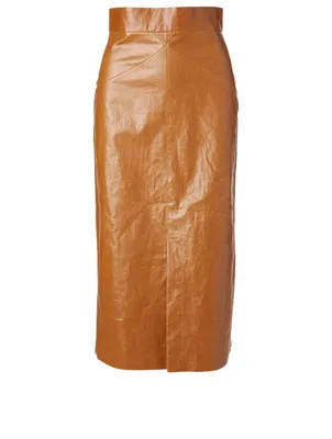 Domiae Faux Leather Midi Skirt