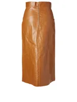 Domiae Faux Leather Midi Skirt
