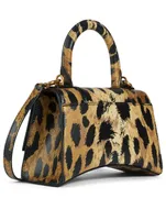 Extra Small Hourglass Leather Bag In Leopard Print