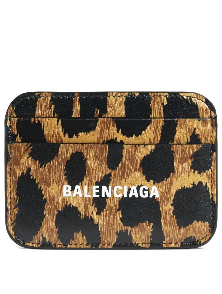 Cash Leather Card Holder In Leopard Print