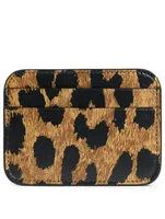 Cash Leather Card Holder In Leopard Print