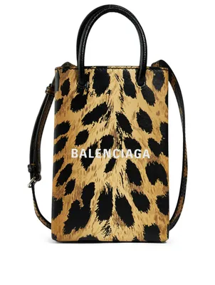 Shopping Leather Phone Holder Bag In Leopard Print