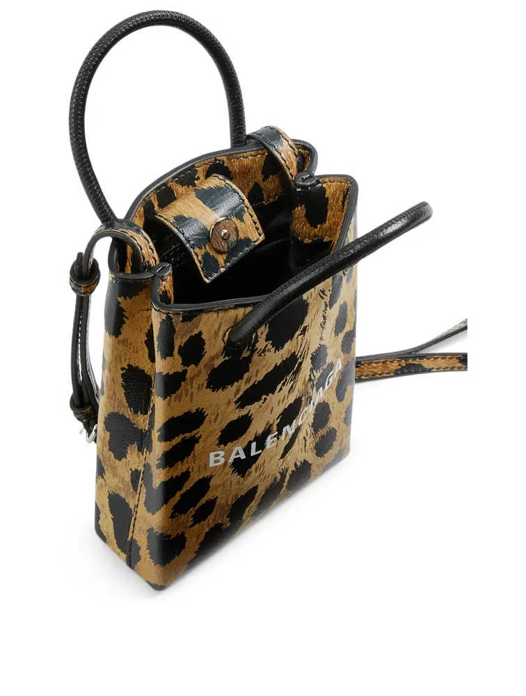 Shopping Leather Phone Holder Bag In Leopard Print