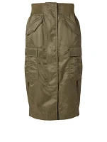 Nylon Twill Midi Skirt